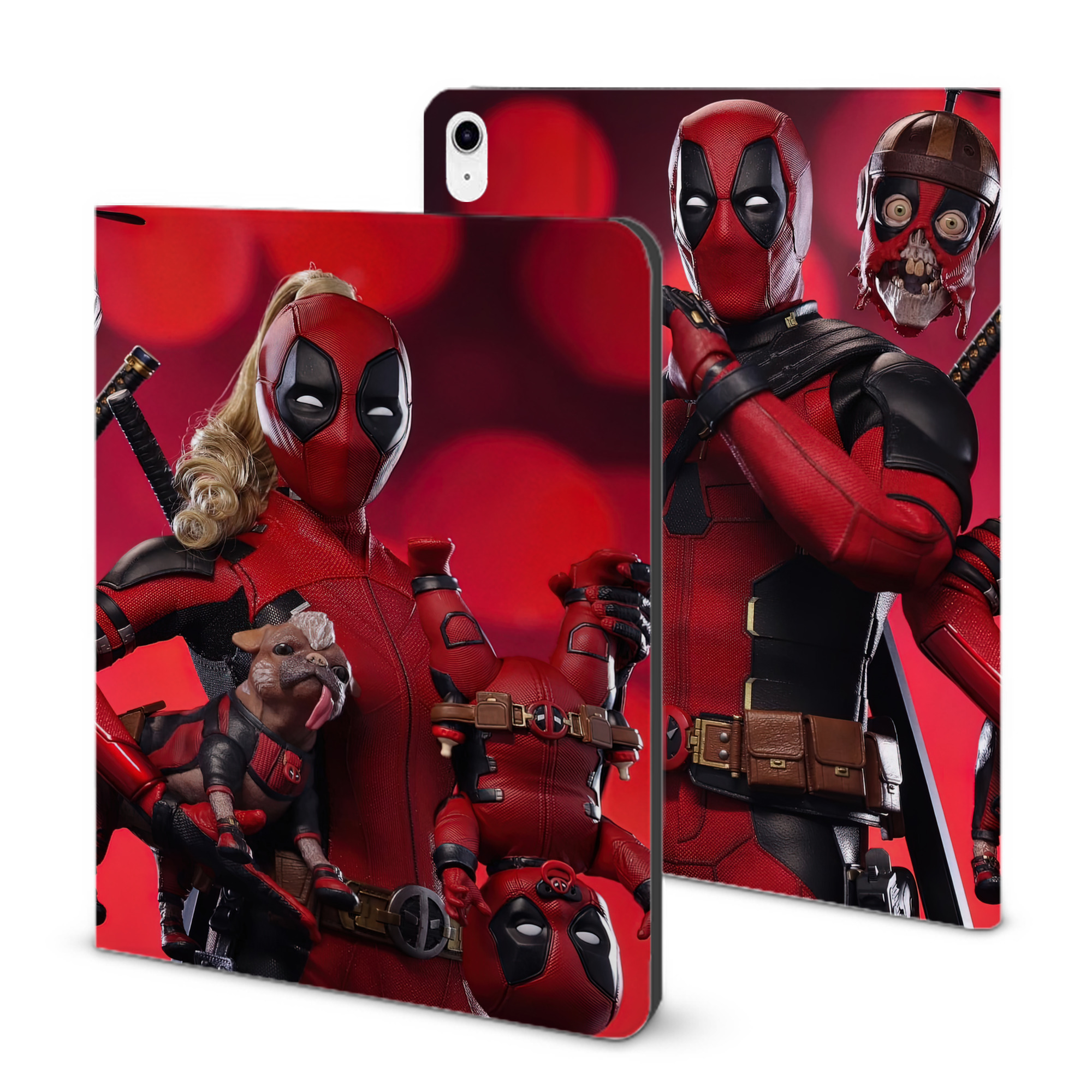 （画像用） Deadpool デッドプール IPad ケース ブック型 PUレザー TPU 耐衝撃 軽量 薄型 ペン収納なし 全面保護 IPad 各モデル対応